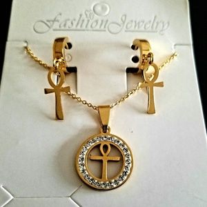 Anhk pendant necklace & Earrings set